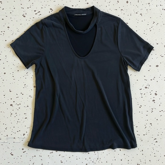 💘 HARLOWE & GRAHAM - KEYHOLE DARK GRAY MODAL SHIRT - Picture 1 of 8